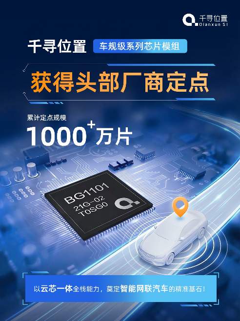 千寻位置车规级芯片模组获定点累计突破千万片规模 千寻位置车规级芯片模组获定点累计突破千万片规模